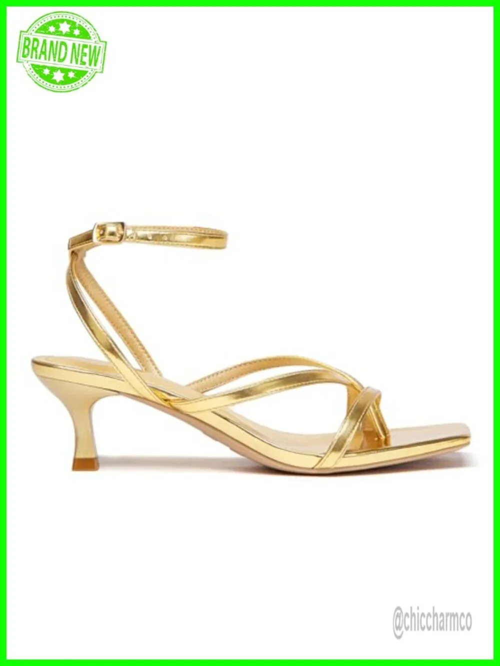 Strappy Kitten Heel Sandals Women Square Toe Low Heels Adjustable Ankle Strap
